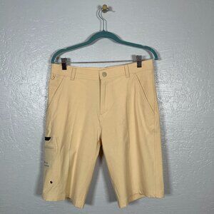 Grundens Men 32 Yellow Tan Cargo Shorts Quick Dry Pockets Gorpcore Fishing